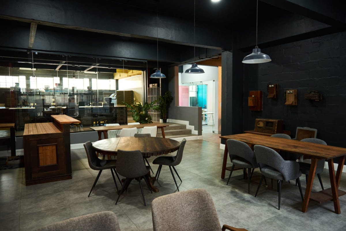 Modern coworking space at multifamily complex