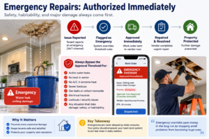 emergency repairs authorized regardless of approval threshold
