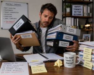 landlord overwhelmed managing multiple rental properties without systems
