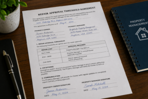 written repair threshold agreement landlord property manager