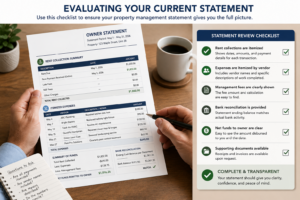 evaluating property management statement against checklist